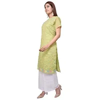 Women Embroidered Modal Cotton Kurti Palazzo Dupatta Set (Green_42)-thumb4