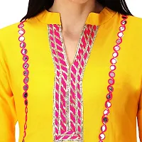 Women's Beautiful Rayon Kurti Pant Dupatta Set (Yellow, XXL)-thumb4