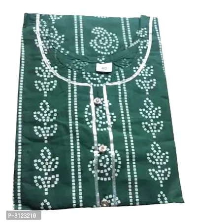 Women's Cotton Printed Regular Kurti and Skirt Set (Green , Medium )-thumb5