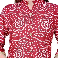 Mastani Collection Women's Cotton Bandej Bandhani Print Kurti with Straight Pants (Red, Large)-thumb4