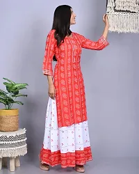 Woman Bandhani Printed Cotton Kurta Skirt Set (RED)-thumb1