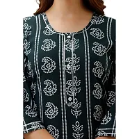 Women's Cotton Straight Kurti (GENERIC_XLgreen_Green_XL)-thumb2