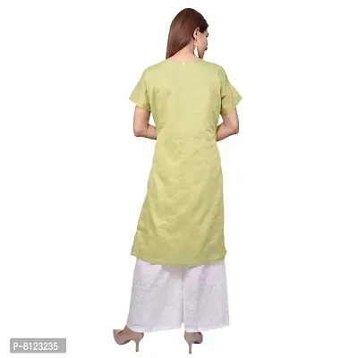 Women Embroidered Modal Cotton Kurti Palazzo Dupatta Set (Green_42)-thumb2