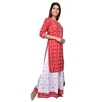 Generic Woman Bandhani Printed Cotton Kurta Skirt Set RED M L XL XXL-thumb2