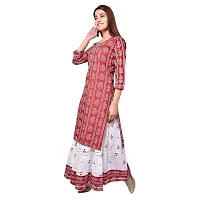 Generic Woman Bandhani Printed Cotton Kurta Skirt Set RED M L XL XXL-thumb1