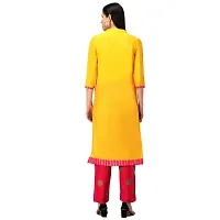 Women's Beautiful Rayon Kurti Pant Dupatta Set (Yellow, XXL)-thumb1