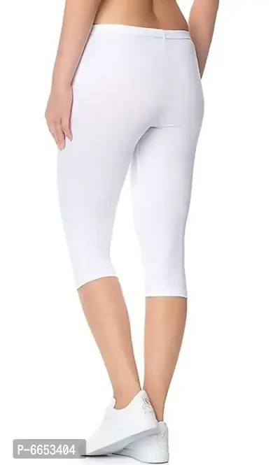 Lycra Spandex Cotton Short Leggings Capri For Woman-thumb0