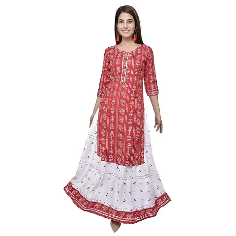 Woman Bandhani Kurta Skirt Set