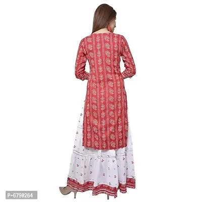 Woman Bandhani Printed Cotton Kurta Skirt Set-thumb2