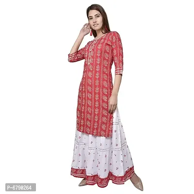 Woman Bandhani Printed Cotton Kurta Skirt Set-thumb3