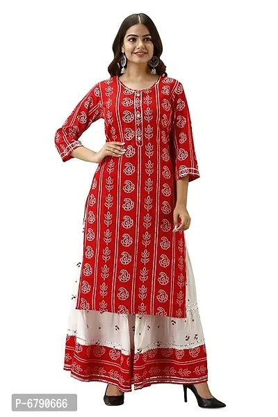 Stylish Jaipuri Bandhani Printed Cotton Kurti With Bottom Set For Women