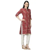 Elegant Bandhej Printed Cotton Kurti With Pant For Women-thumb1
