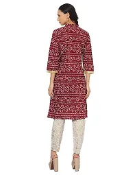 Elegant Bandhej Printed Cotton Kurti With Pant For Women-thumb2