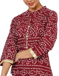 Elegant Bandhej Printed Cotton Kurti With Pant For Women-thumb4