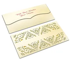 Brown Cloud Customised Exclusive Elegant Designer Laser-Cut Shagun/Money/Gift Envelope/Cover/Lifafa for Gift/Festival with Personalized Text Message/Name (SE Pearl Gold 018) (Pack of 6)-thumb2