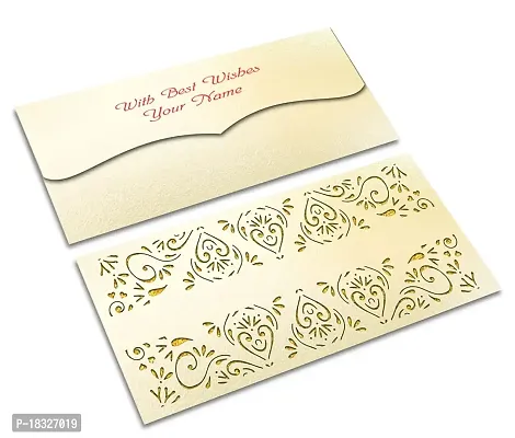 Brown Cloud Customised Exclusive Elegant Designer Laser-Cut Shagun/Money/Gift Envelope/Cover/Lifafa for Gift/Festival with Personalized Text Message/Name (SE Pearl Gold 018) (Pack of 6)-thumb3