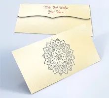 Brown Cloud Customised Exclusive Elegant Designer Laser-Cut Shagun/Money/Gift Envelope/Cover/Lifafa for Gift/Festival with Personalized Text Message/Name (SE Pearl Silver 004) (Pack of 6)-thumb1