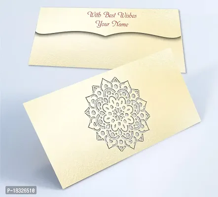 Brown Cloud Customised Exclusive Elegant Designer Laser-Cut Shagun/Money/Gift Envelope/Cover/Lifafa for Gift/Festival with Personalized Text Message/Name (SE Pearl Silver 004) (Pack of 6)-thumb2