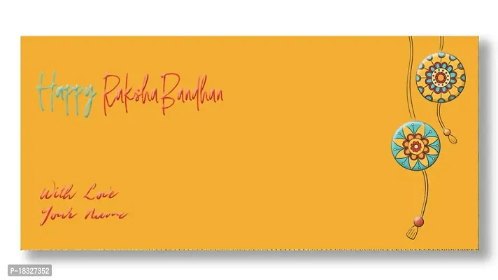 Brown Cloud Customised Exclusive Rakhi/RAKSHABANDHAN Velvet Finish Embossed Printed Shagun/Money/Gift Envelopes/Lifafa for Gift/Festival with Personalized Text Message/Name (SERakhi 12)