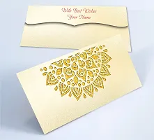 Brown Cloud Customised Exclusive Elegant Designer Laser-Cut Shagun/Money/Gift Envelope/Cover/Lifafa for Gift/Festival with Personalized Text Message/Name (SE Pearl Gold 015) (Pack of 6)-thumb2