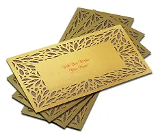 Brown Cloud Customised Exclusive Elegant Designer Laser-Cut Shagun/Money/Gift Envelope/Cover/Lifafa for Gift/Festival with Personalized Text Message/Name (Golden DBrown 001) (Pack of 6)-thumb2