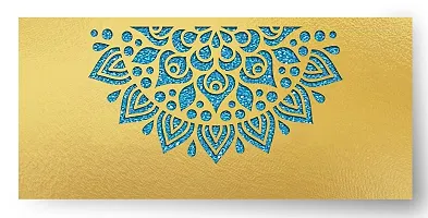 Brown Cloud Customised Exclusive Elegant Designer Laser-Cut Shagun/Money/Gift Envelope/Cover/Lifafa for Gift/Festival with Personalized Text Message/Name (SE Golden Blue 015) (Pack of 6)-thumb3