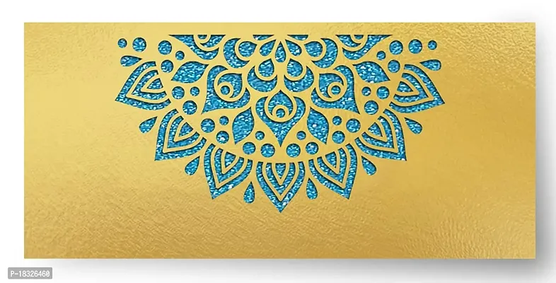 Brown Cloud Customised Exclusive Elegant Designer Laser-Cut Shagun/Money/Gift Envelope/Cover/Lifafa for Gift/Festival with Personalized Text Message/Name (SE Golden Blue 015) (Pack of 6)-thumb4