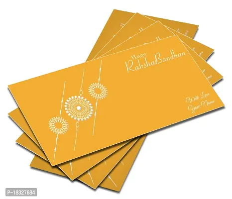 Brown Cloud Customised Exclusive Rakhi/RAKSHABANDHAN Velvet Finish Embossed Printed Shagun/Money/Gift Envelopes/Lifafa for Gift/Festival with Personalized Text Message/Name (SERakhi 14)-thumb2