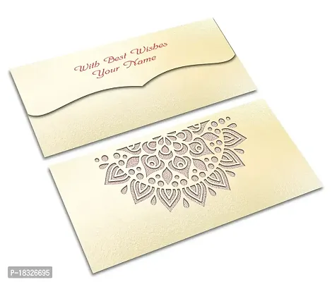 Brown Cloud Customised Exclusive Elegant Designer Laser-Cut Shagun/Money/Gift Envelope/Cover/Lifafa for Gift/Festival with Personalized Text Message/Name (SE Pearl Pink 015) (Pack of 6)