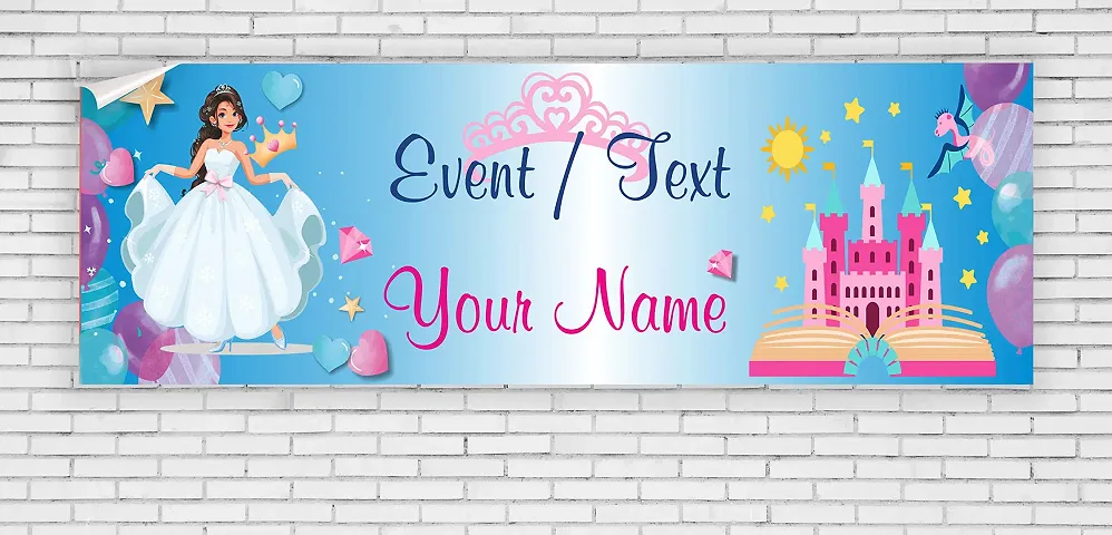 Brown Cloud Personalized Princess Theme Banner Customized with Name / Text for Wedding, Birthday / Anniversary