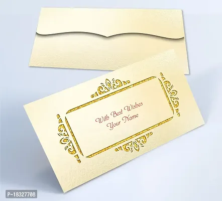 Brown Cloud Customised Exclusive Elegant Designer Laser-Cut Shagun/Money/Gift Envelope/Cover/Lifafa for Gift/Festival with Personalized Text Message/Name (SE Pearl Gold 005) (Pack of 6)