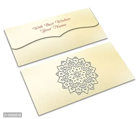 Brown Cloud Customised Exclusive Elegant Designer Laser-Cut Shagun/Money/Gift Envelope/Cover/Lifafa for Gift/Festival with Personalized Text Message/Name (SE Pearl Silver 004) (Pack of 6)-thumb4