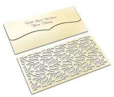Brown Cloud Customised Exclusive Elegant Designer Laser-Cut Shagun/Money/Gift Envelope/Cover/Lifafa for Gift/Festival with Personalized Text Message/Name (SE Pearl Silver 008) (Pack of 6)-thumb2