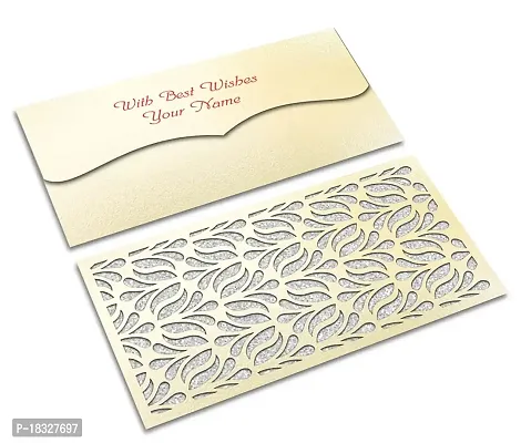 Brown Cloud Customised Exclusive Elegant Designer Laser-Cut Shagun/Money/Gift Envelope/Cover/Lifafa for Gift/Festival with Personalized Text Message/Name (SE Pearl Silver 008) (Pack of 6)-thumb3