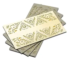Brown Cloud Customised Exclusive Elegant Designer Laser-Cut Shagun/Money/Gift Envelope/Cover/Lifafa for Gift/Festival with Personalized Text Message/Name (SE Pearl Gold 018) (Pack of 6)-thumb1