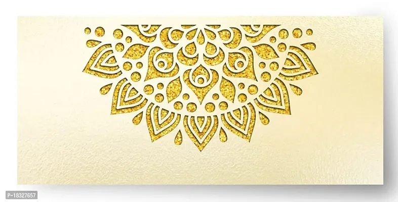 Brown Cloud Customised Exclusive Elegant Designer Laser-Cut Shagun/Money/Gift Envelope/Cover/Lifafa for Gift/Festival with Personalized Text Message/Name (SE Pearl Gold 015) (Pack of 6)-thumb2