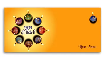 Brown Cloud Customised Exclusive Shagun/Money/Gift Envelope/Cover/Lifafa for Diwali/Deepawali with Personalized Text Message/Name/Photo (Pack of 10) (Yellow)-thumb2