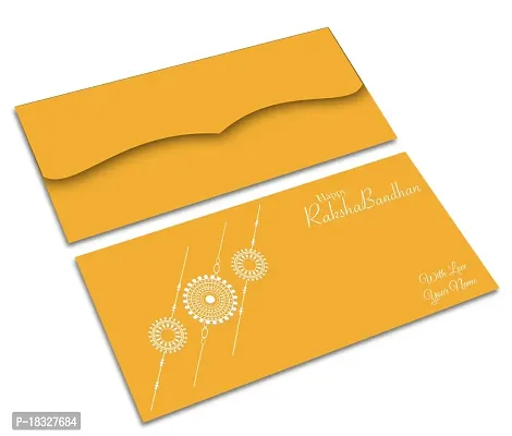 Brown Cloud Customised Exclusive Rakhi/RAKSHABANDHAN Velvet Finish Embossed Printed Shagun/Money/Gift Envelopes/Lifafa for Gift/Festival with Personalized Text Message/Name (SERakhi 14)-thumb3