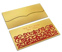 Brown Cloud Customised Exclusive Elegant Designer Laser-Cut Shagun/Money/Gift Envelope/Cover/Lifafa for Gift/Festival with Personalized Text Message/Name (SE Golden Red 003) (Pack of 6)-thumb3