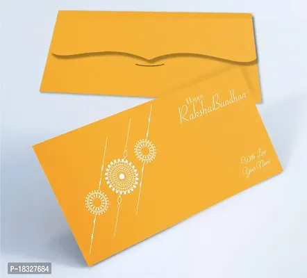 Brown Cloud Customised Exclusive Rakhi/RAKSHABANDHAN Velvet Finish Embossed Printed Shagun/Money/Gift Envelopes/Lifafa for Gift/Festival with Personalized Text Message/Name (SERakhi 14)-thumb4