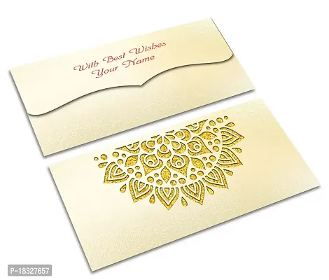 Brown Cloud Customised Exclusive Elegant Designer Laser-Cut Shagun/Money/Gift Envelope/Cover/Lifafa for Gift/Festival with Personalized Text Message/Name (SE Pearl Gold 015) (Pack of 6)-thumb4