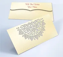 Brown Cloud Customised Exclusive Elegant Designer Laser-Cut Shagun/Money/Gift Envelope/Cover/Lifafa for Gift/Festival with Personalized Text Message/Name (SE Pearl Silver 015) (Pack of 6)-thumb2