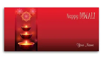 Brown Cloud Customised Exclusive Shagun/Money/Gift Envelope/Cover/Lifafa for Diwali/Deepawali with Personalized Text Message/Name/Photo (Pack of 10) (Red)-thumb2