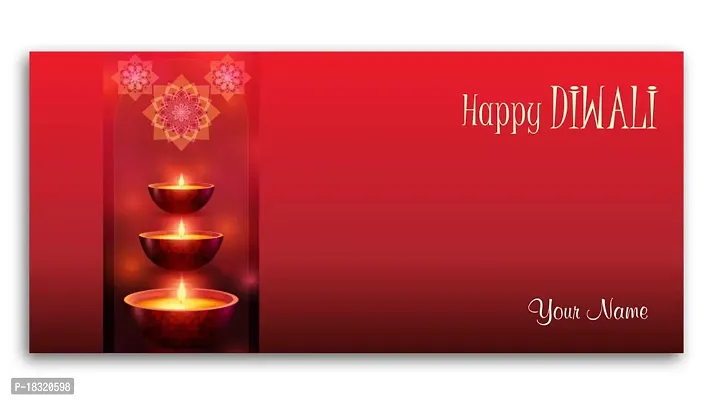 Brown Cloud Customised Exclusive Shagun/Money/Gift Envelope/Cover/Lifafa for Diwali/Deepawali with Personalized Text Message/Name/Photo (Pack of 10) (Red)-thumb3