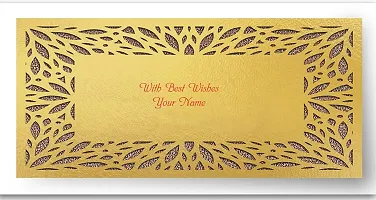 Brown Cloud Customised Exclusive Elegant Designer Laser-Cut Shagun/Money/Gift Envelope/Cover/Lifafa for Gift/Festival with Personalized Text Message/Name (Golden DBrown 001) (Pack of 6)-thumb3
