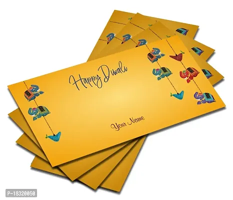 Brown Cloud Customised Exclusive Shagun/Money/Gift Envelope/Cover/Lifafa for Diwali/Deepawali with Personalized Text Message/Name/Photo (Pack of 10) (Yellow 2)