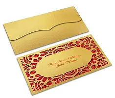 Brown Cloud Customised Exclusive Elegant Designer Laser-Cut Shagun/Money/Gift Envelope/Cover/Lifafa for Gift/Festival with Personalized Text Message/Name (SE Golden Red 014) (Pack of 6)-thumb3