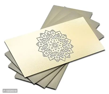 Brown Cloud Customised Exclusive Elegant Designer Laser-Cut Shagun/Money/Gift Envelope/Cover/Lifafa for Gift/Festival with Personalized Text Message/Name (SE Pearl Silver 004) (Pack of 6)-thumb0