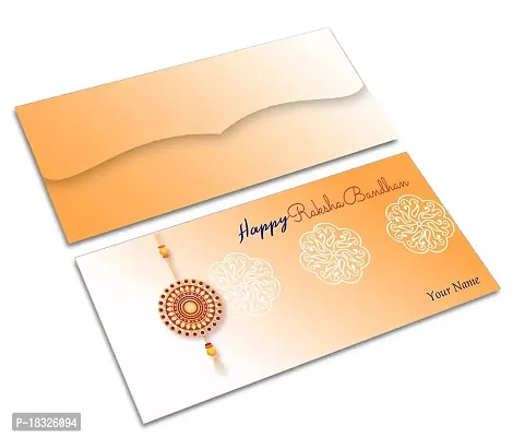 Brown Cloud Customised Exclusive Rakhi/RAKSHABANDHAN Shagun/Money/Gift Envelope/Cover/Lifafa for Gift/Festival with Personalized Text Message/Name/Photo (SERakhi 06)-thumb2