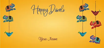 Brown Cloud Customised Exclusive Shagun/Money/Gift Envelope/Cover/Lifafa for Diwali/Deepawali with Personalized Text Message/Name/Photo (Pack of 10) (Yellow 2)-thumb2